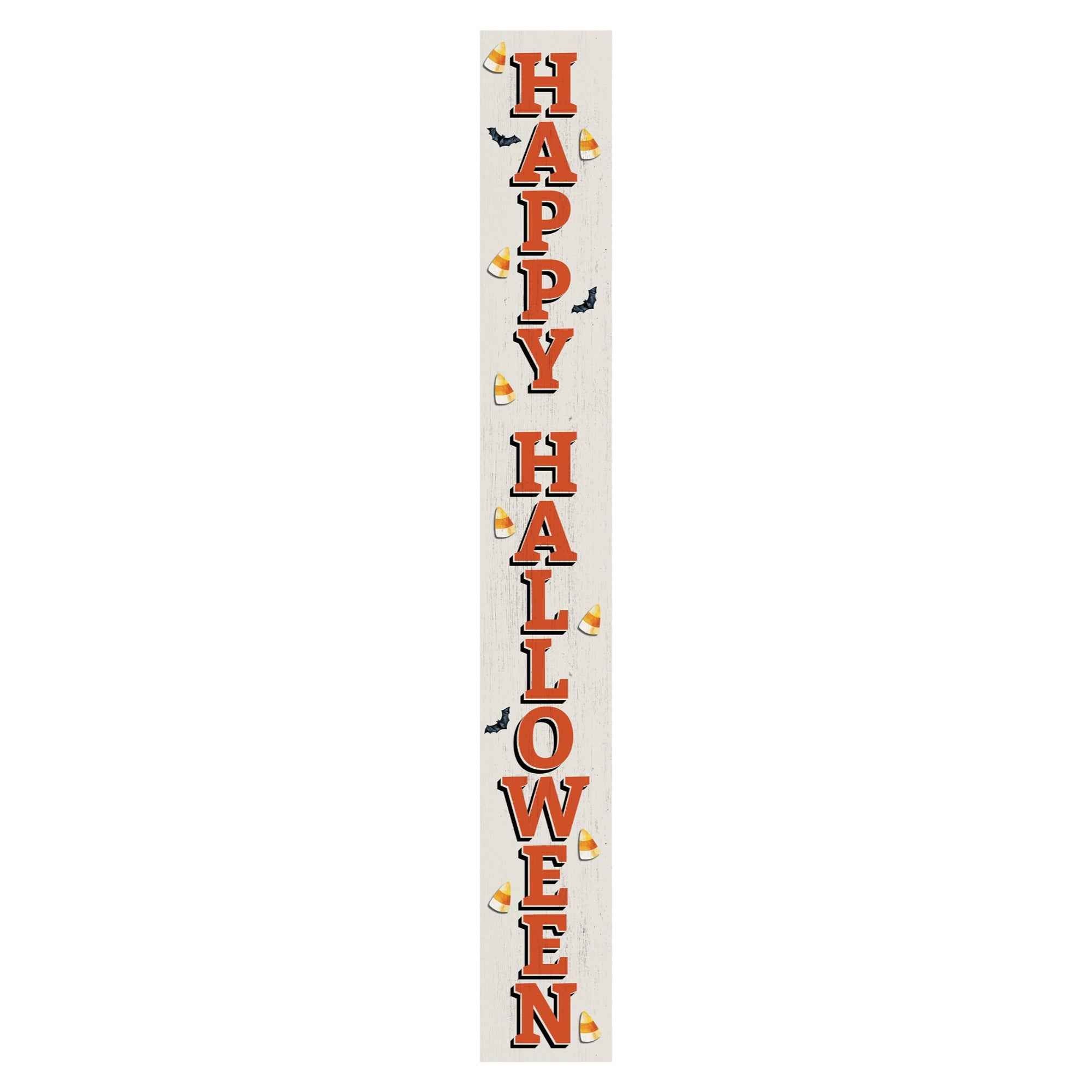72" White Orange And Black Halloween Pumpkin Solid Wood Porch Sign