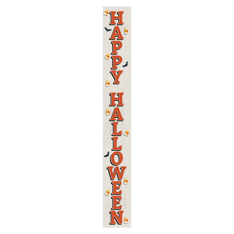 72" White Orange And Black Halloween Pumpkin Solid Wood Porch Sign