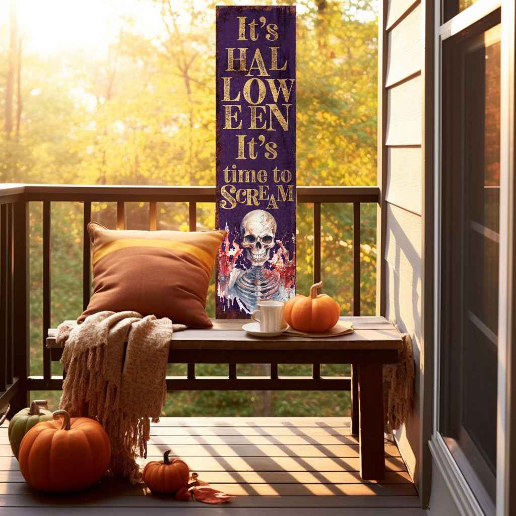 36" Black And Gold Halloween Ghost Solid Wood Porch Sign