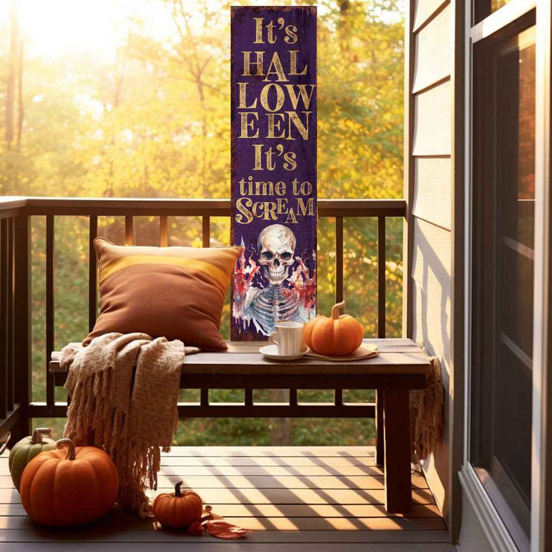 36" Black And Gold Halloween Ghost Solid Wood Porch Sign