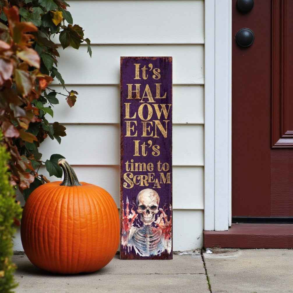 36" Black And Gold Halloween Ghost Solid Wood Porch Sign