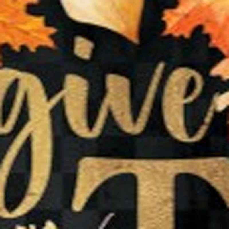 48" Black Gold And Orange Thanksgiving Autumn Leaves Solid Wood Porch Sign