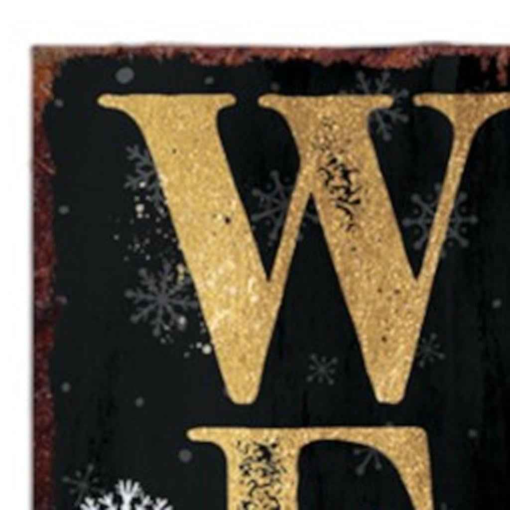 48" Black Gold Red And Green Christmas Wreath Solid Wood Porch Sign