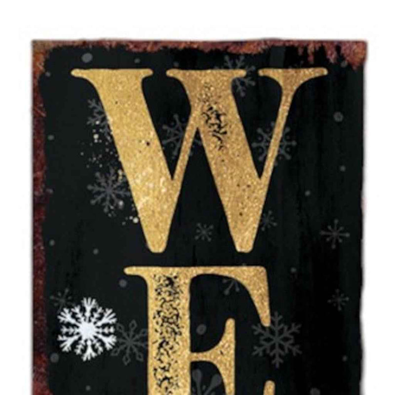 48" Black Gold Red And Green Christmas Wreath Solid Wood Porch Sign