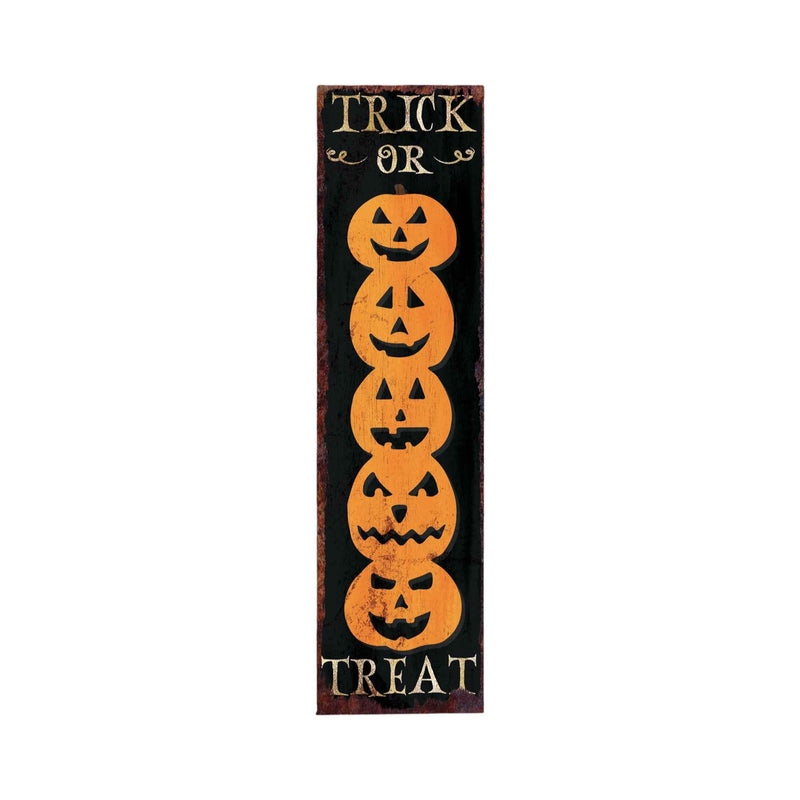 36" Black And Orange Halloween Pumpkin Solid Wood Porch Sign