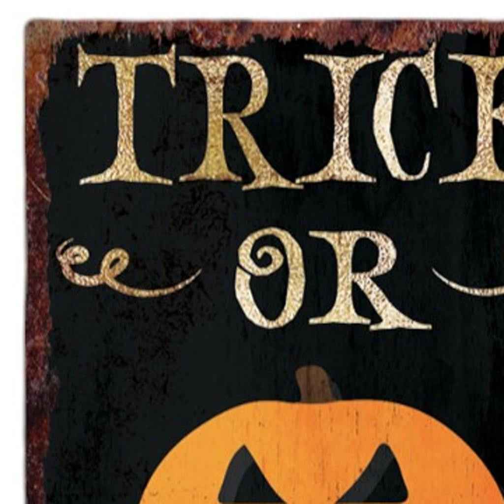 36" Black And Orange Halloween Pumpkin Solid Wood Porch Sign