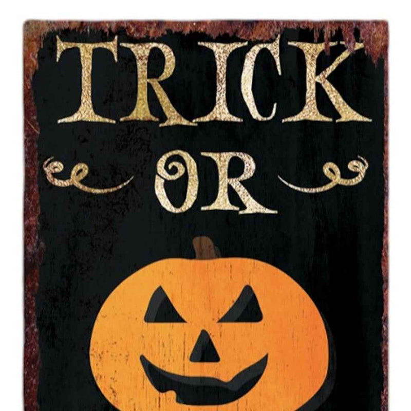 36" Black And Orange Halloween Pumpkin Solid Wood Porch Sign