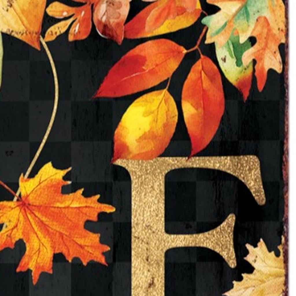 36" Black Gold And Orange Solid Wood Porch Sign