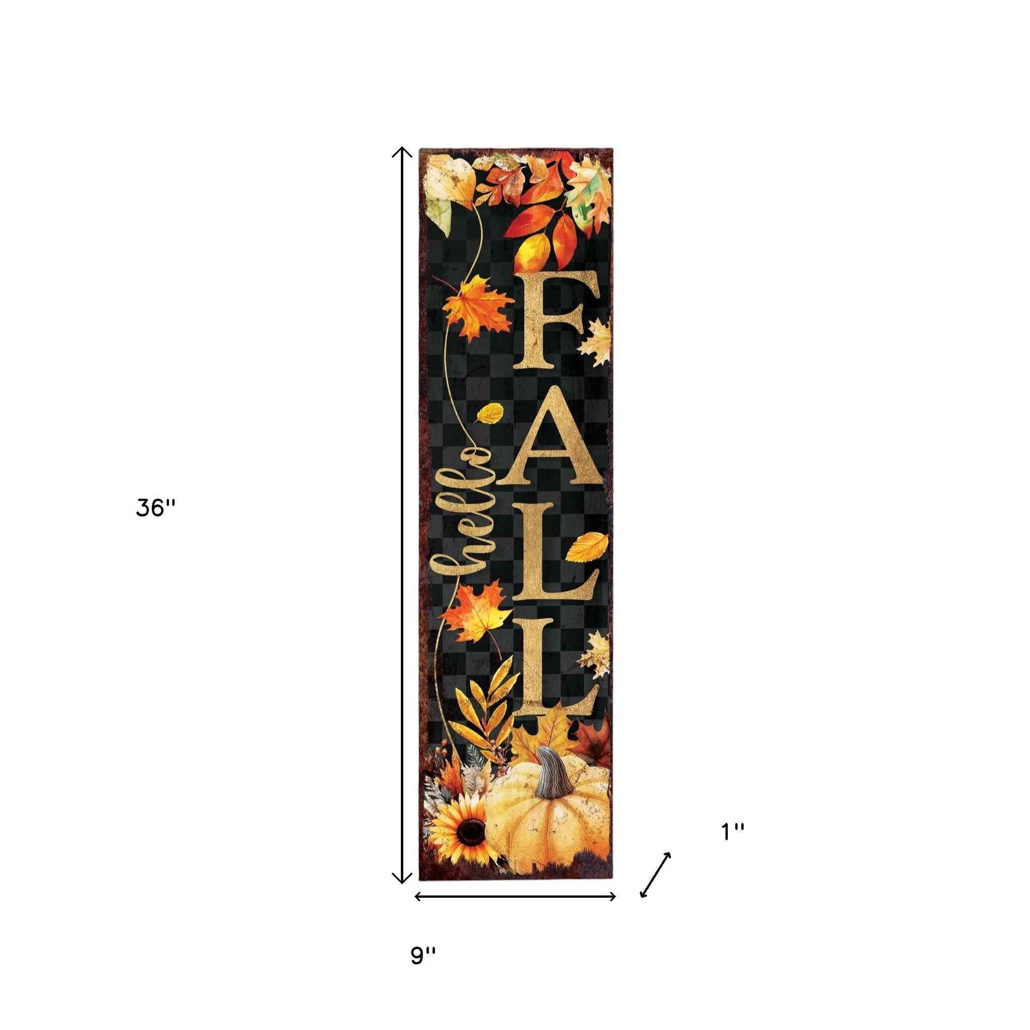 36" Black Gold And Orange Solid Wood Porch Sign