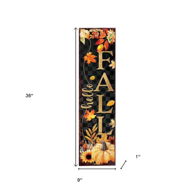 36" Black Gold And Orange Solid Wood Porch Sign