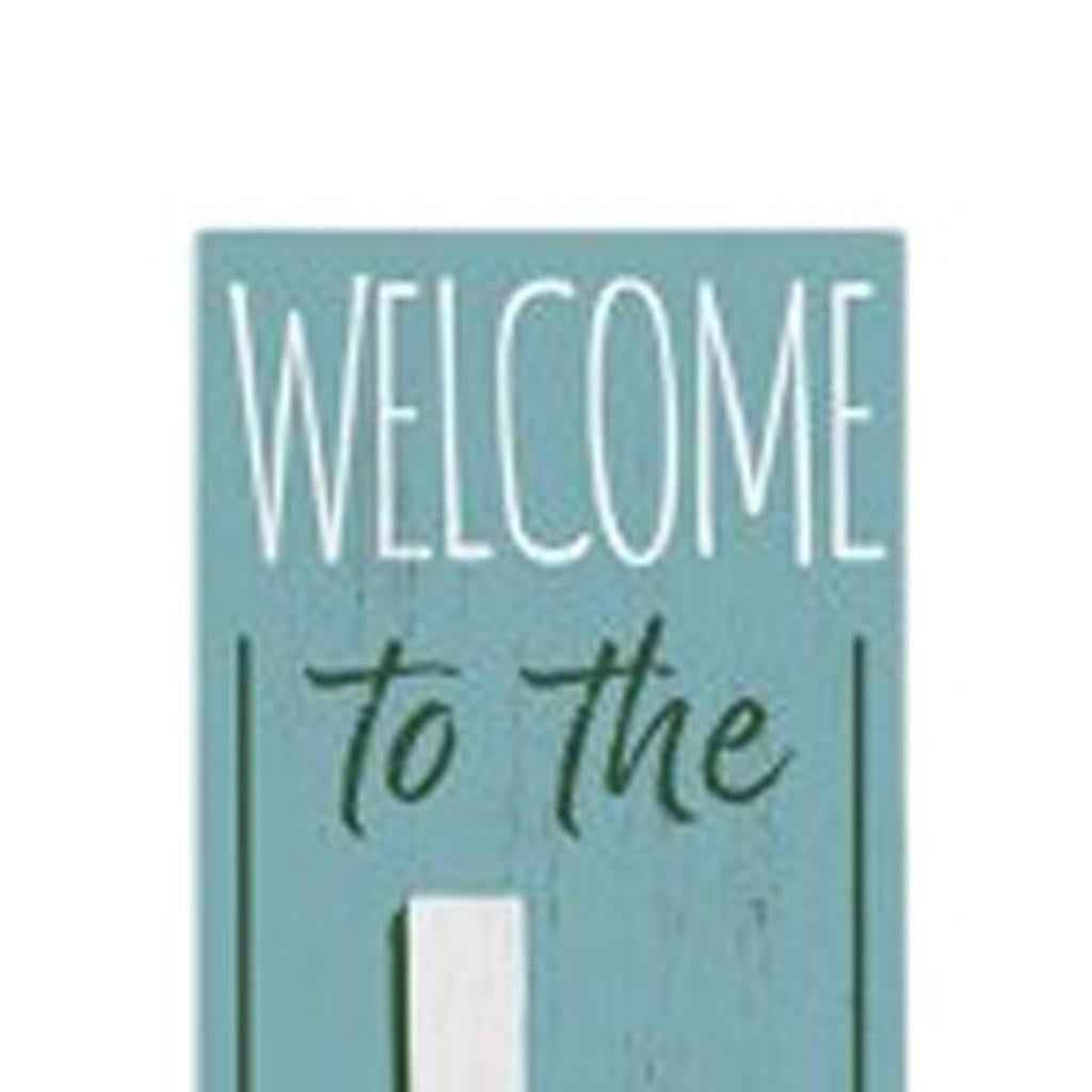 72" Blue And White Solid Wood Porch Sign