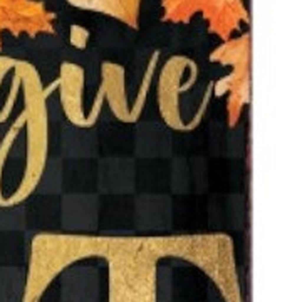 72" Black Gold And Orange Thanksgiving Autumn Leaves Solid Wood Porch Sign