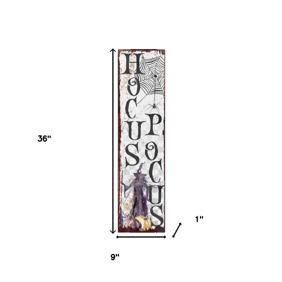 36" White And Black Halloween Witch Solid Wood Porch Sign