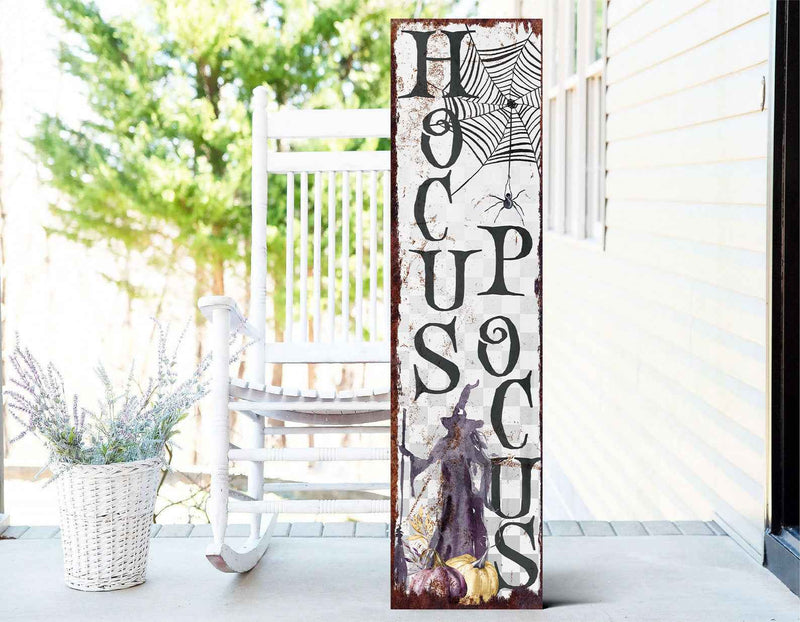 36" White And Black Halloween Witch Solid Wood Porch Sign