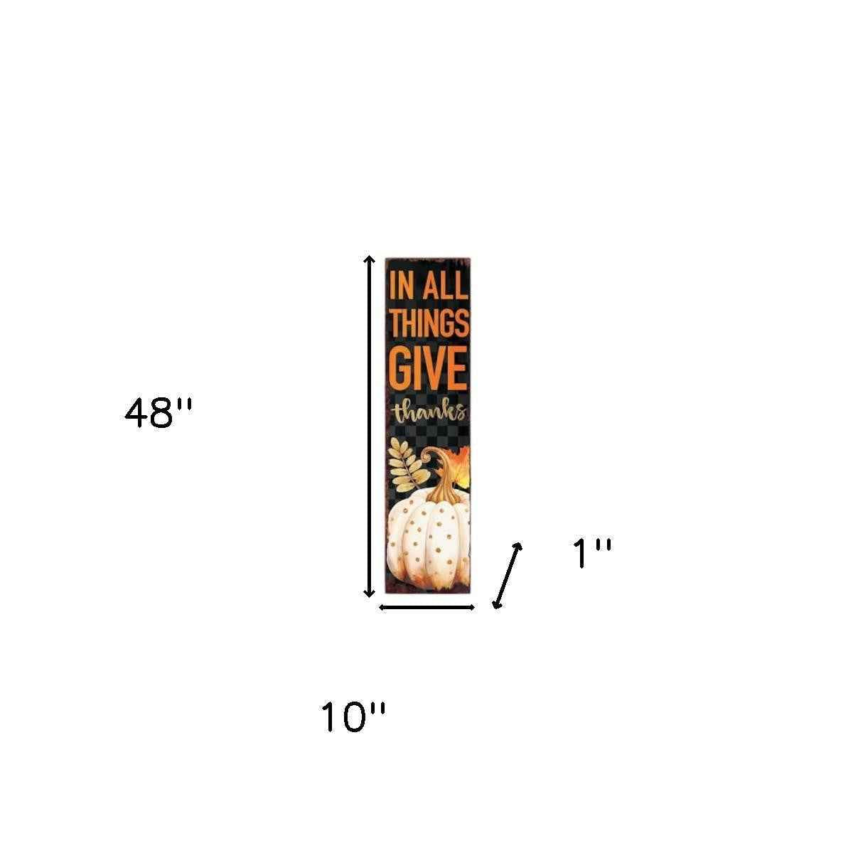 48" Black Gold And Orange Thanksgiving Pumpkin Solid Wood Porch Sign