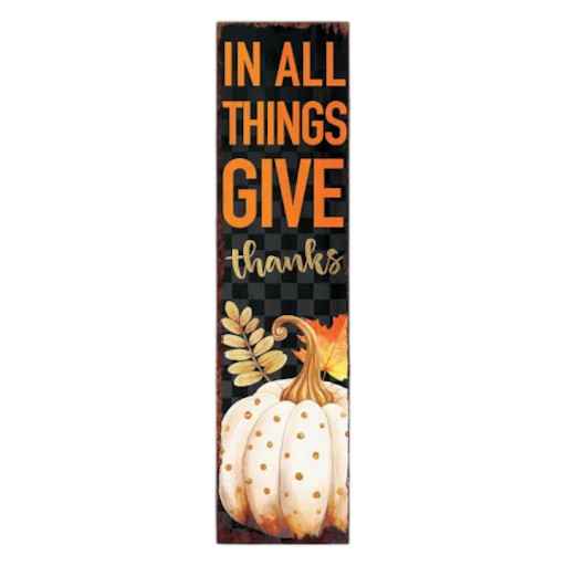 48" Black Gold And Orange Thanksgiving Pumpkin Solid Wood Porch Sign