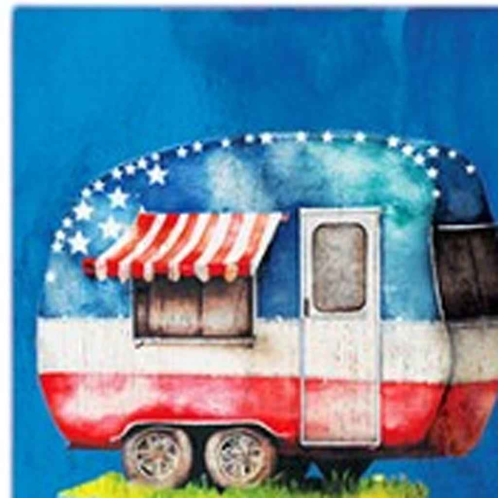 72" Blue White And Red July Fourth Fireworks Solid Wood Porch Sign