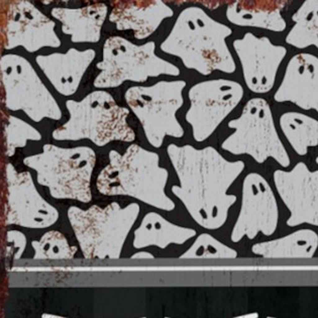 36" Black White And Orange Halloween Ghost Solid Wood Porch Sign