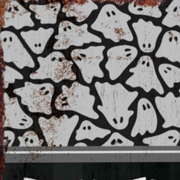 36" Black White And Orange Halloween Ghost Solid Wood Porch Sign