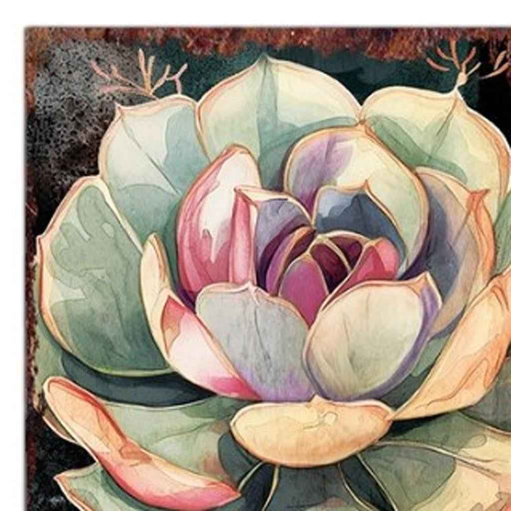 36" Black And Green Solid Wood Succulents Porch Sign