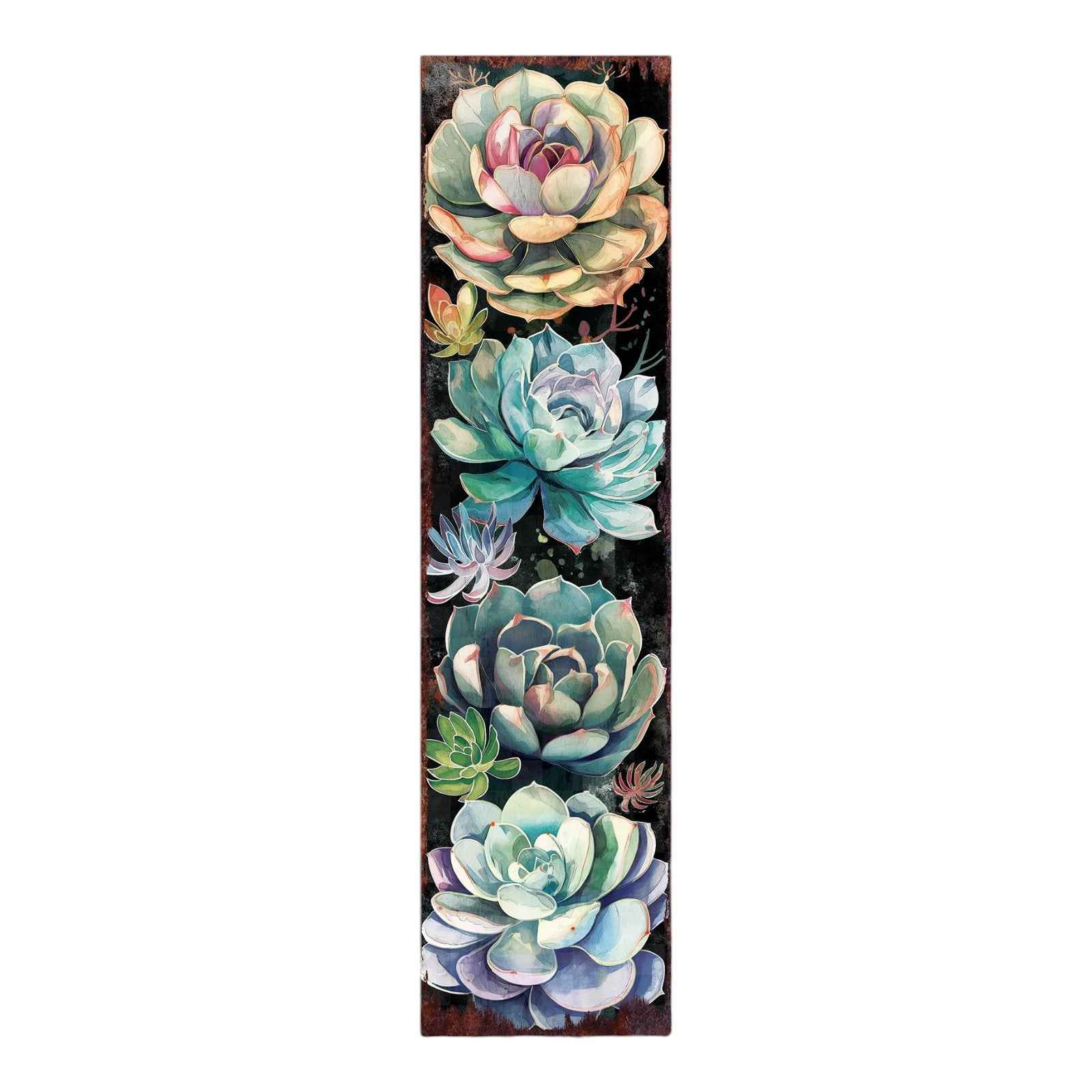 36" Black And Green Solid Wood Succulents Porch Sign