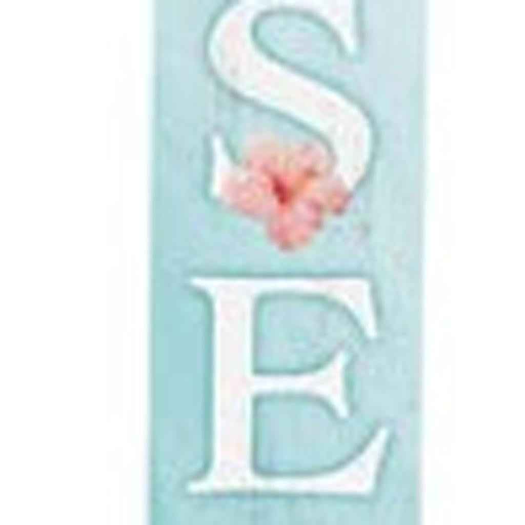 72" Blue White And Pink Solid Wood Porch Sign