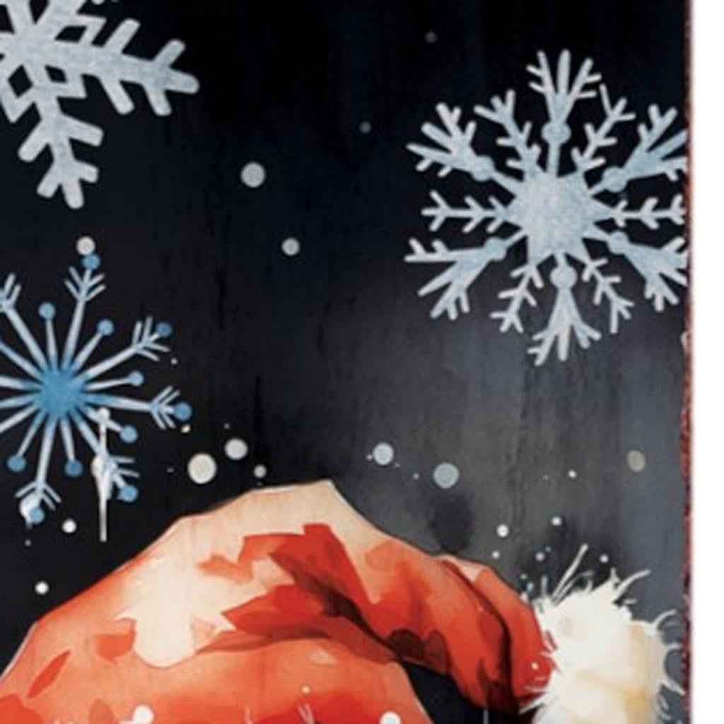 36" Blue White Red And Green Christmas Poinsettia Solid Wood Porch Sign