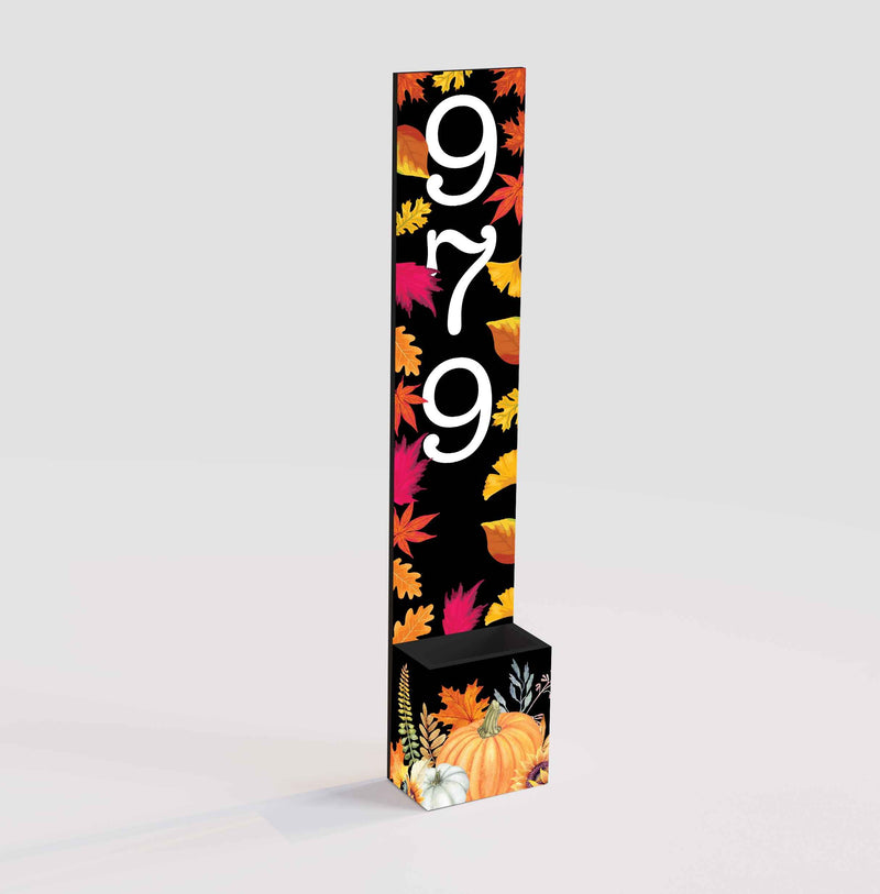 36" Black And Orange Solid Wood Porch Sign