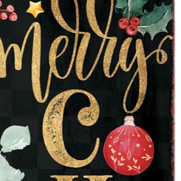 36" Black Gold Red And Green Christmas Tree Solid Wood Porch Sign