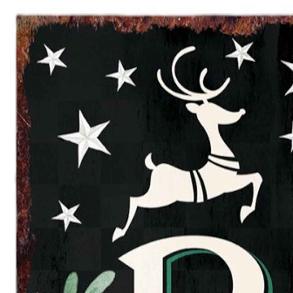 36" Black White Red And Green Christmas Tree Solid Wood Porch Sign