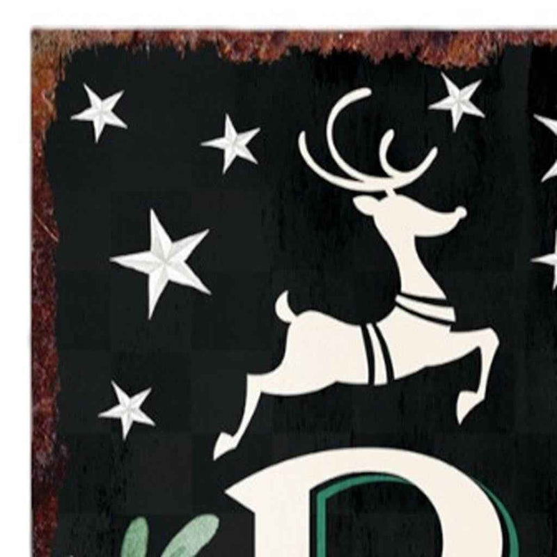 36" Black White Red And Green Christmas Tree Solid Wood Porch Sign