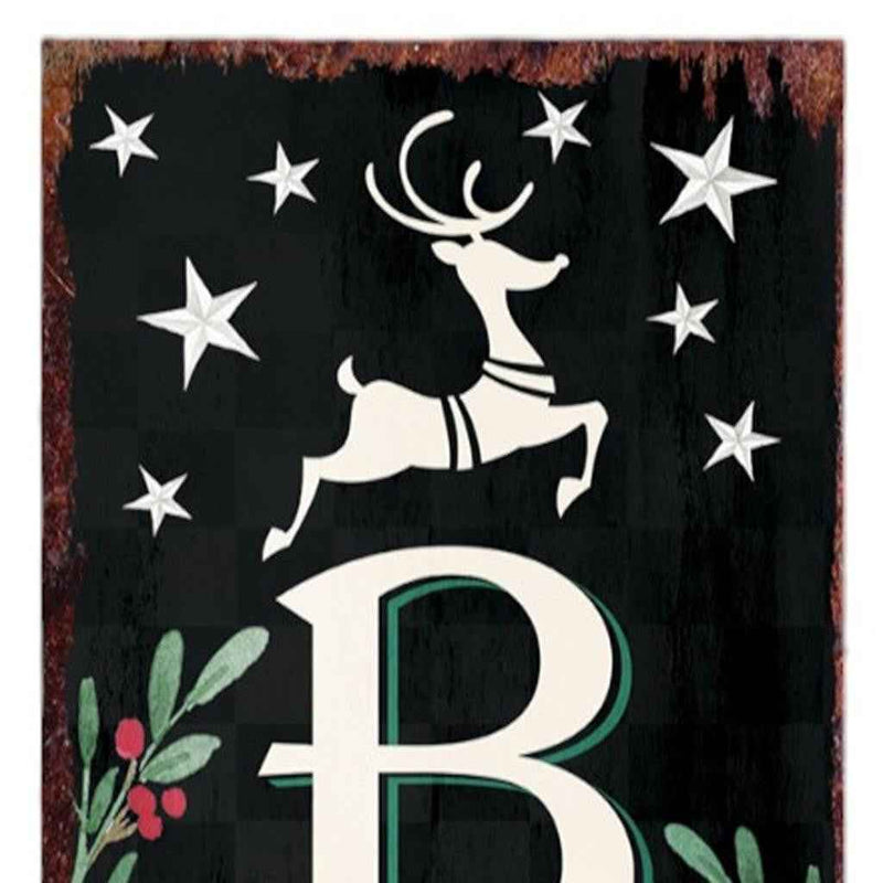 36" Black White Red And Green Christmas Tree Solid Wood Porch Sign