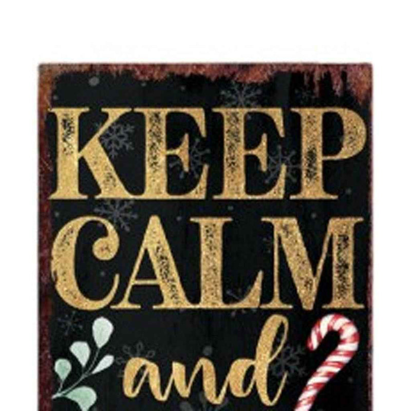 36" Black Gold Red And Green Christmas Santa Solid Wood Porch Sign