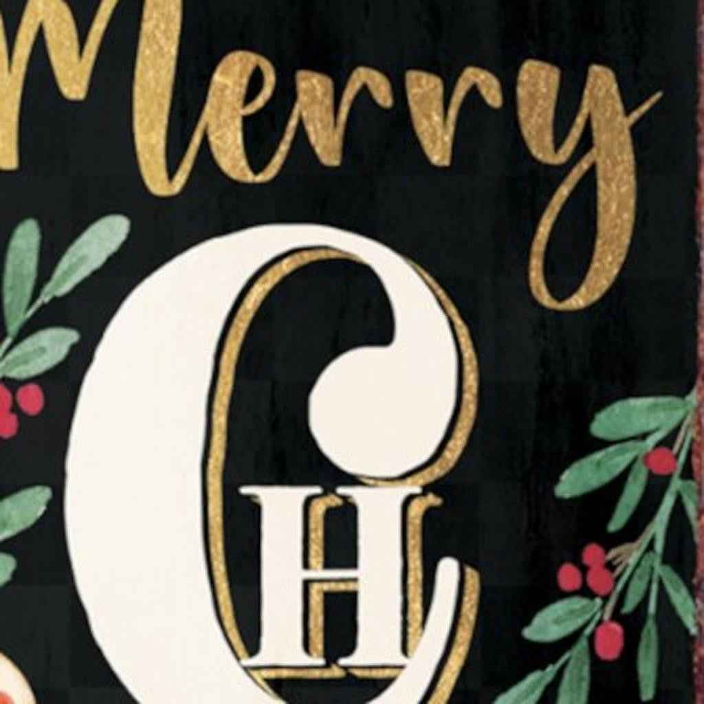 36" Black White Red And Green Christmas Tree Solid Wood Porch Sign