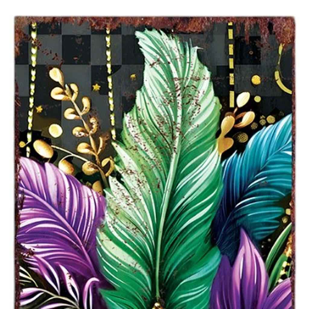 36" Black Gold Purple And Green Mardi Gras Fireworks Solid Wood Porch Sign
