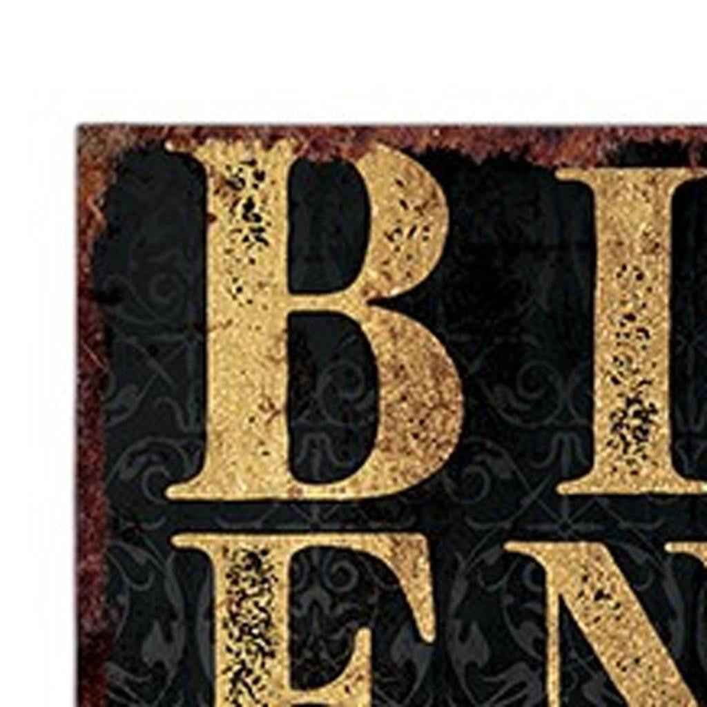 36" Black Gold Orange And Purple Solid Wood Porch Sign