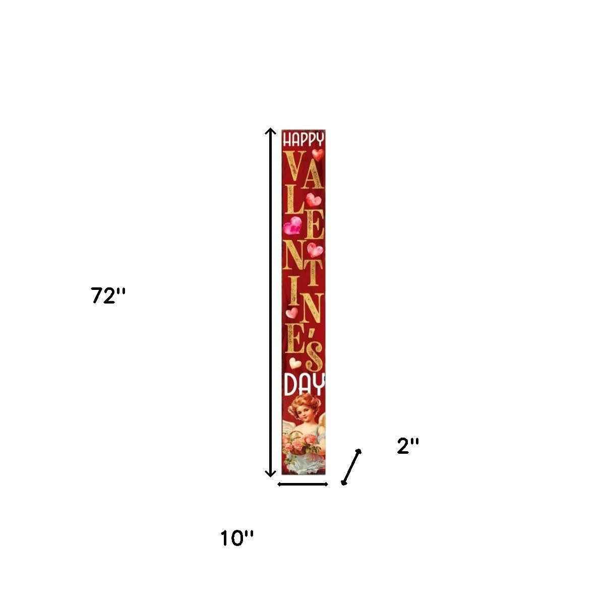 72" Red Gold And Pink Valentine's Day Solid Wood Porch Sign