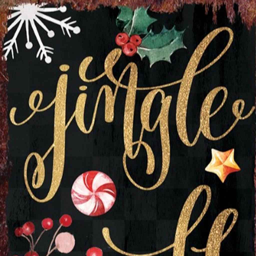 36" Black Gold Red And Green Christmas Holiday Red Truck Solid Wood Porch Sign