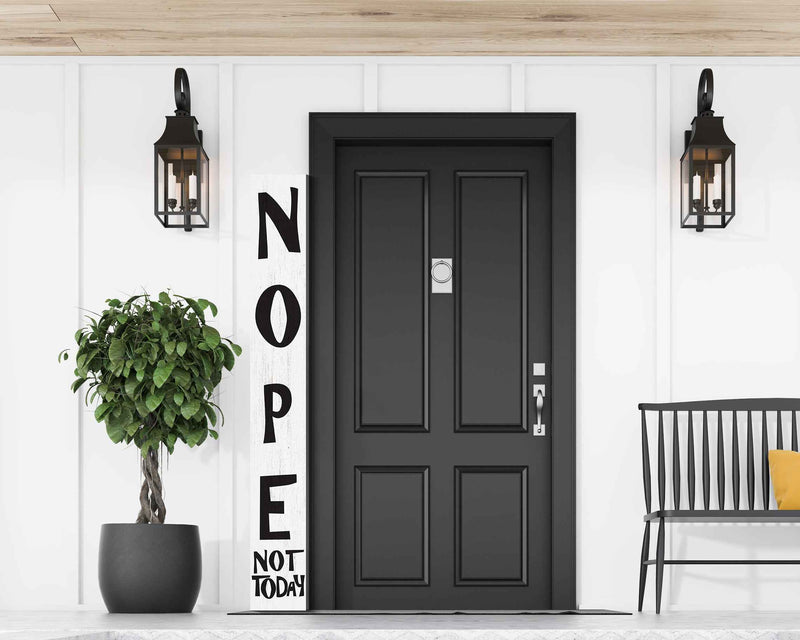 72" White And Black Solid Wood Porch Sign