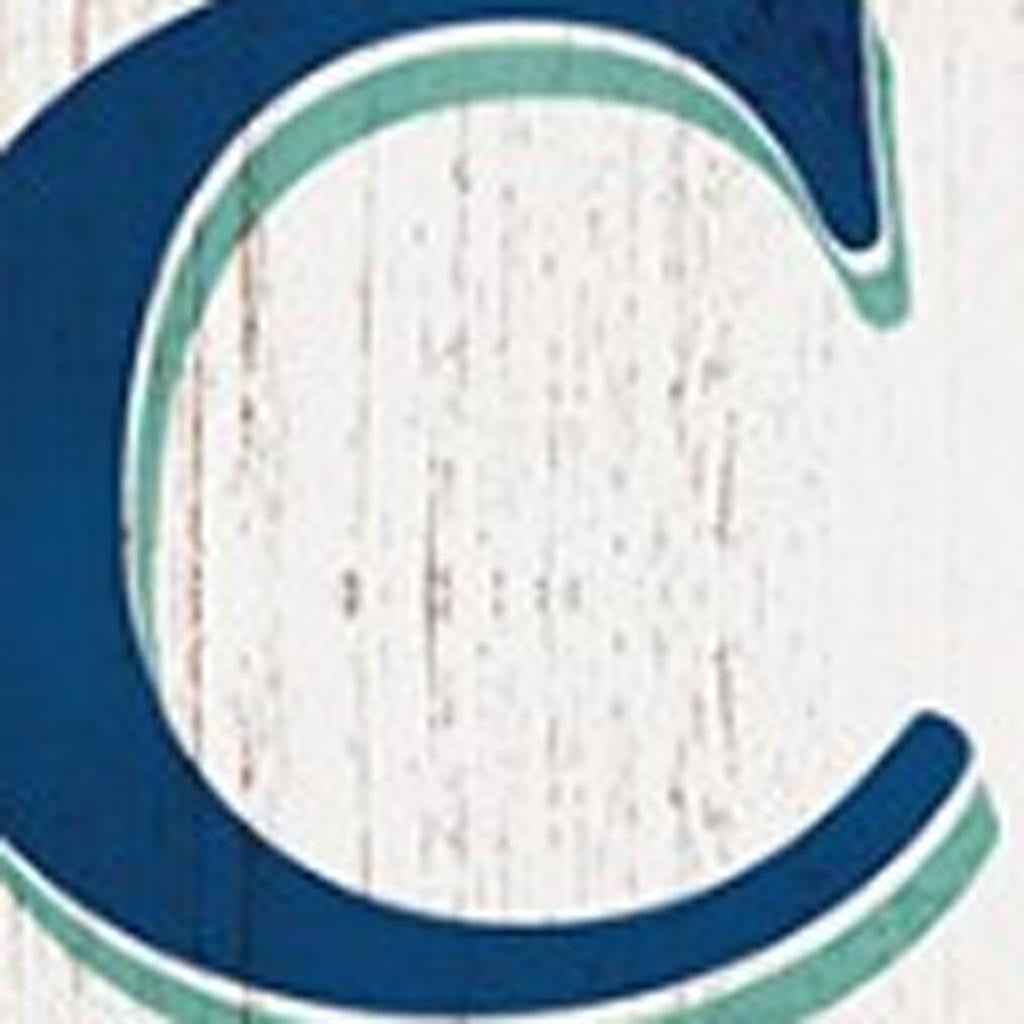 72" White And Blue Solid Wood Porch Sign