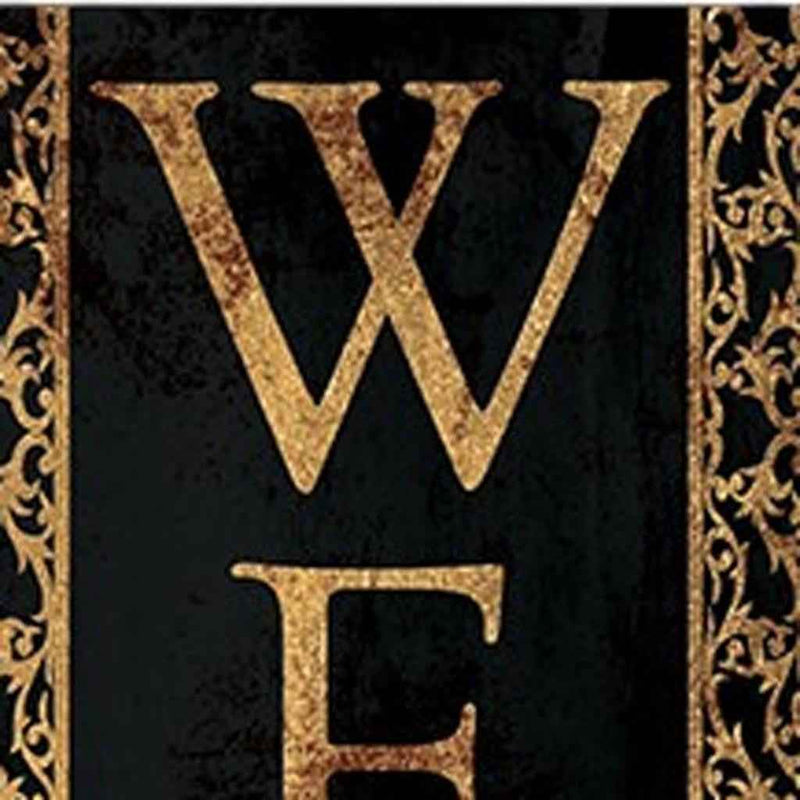 36" Black And Gold Solid Wood Porch Sign