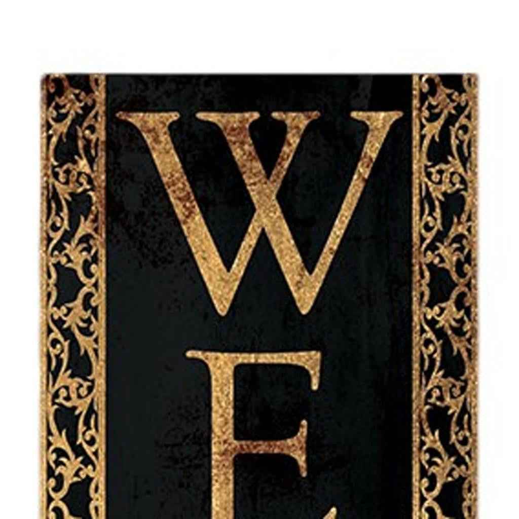 36" Black And Gold Solid Wood Porch Sign