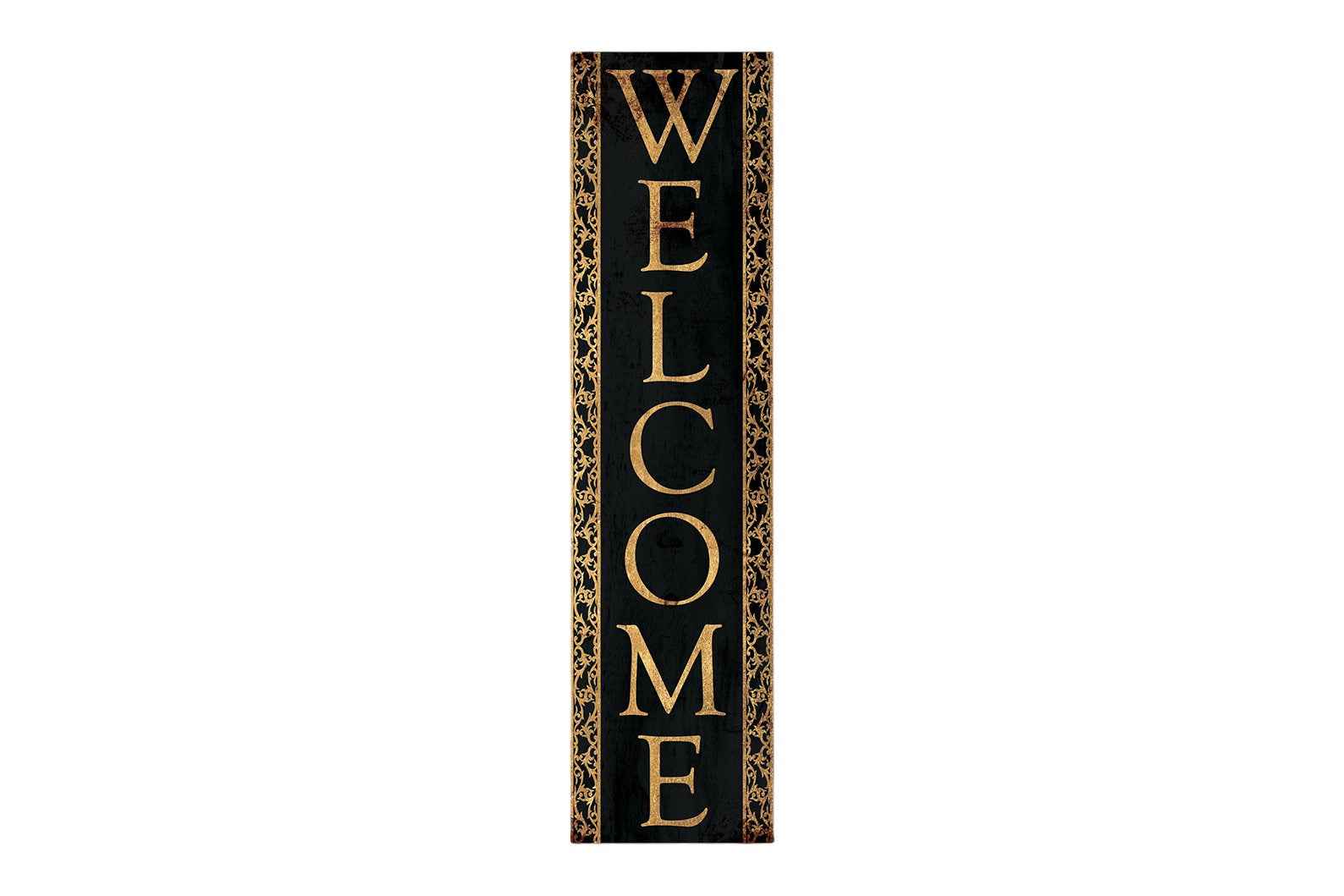 36" Black And Gold Solid Wood Porch Sign