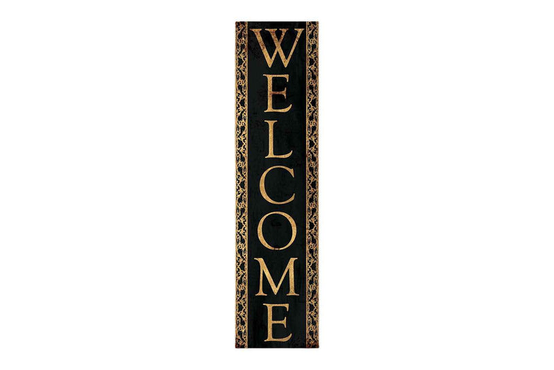 36" Black And Gold Solid Wood Porch Sign