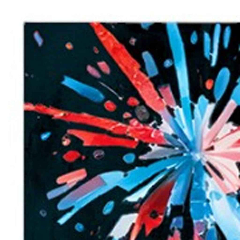 72" Black Red And Blue July Fourth Fireworks Solid Wood Porch Sign