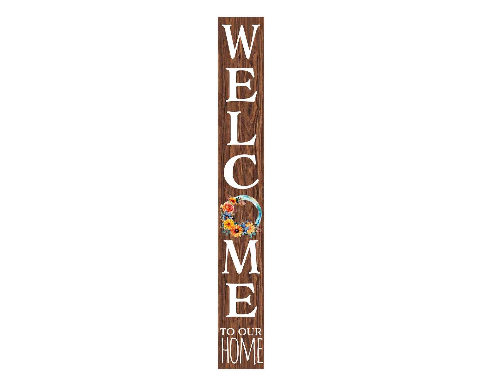 72" Brown And White Solid Wood Porch Sign