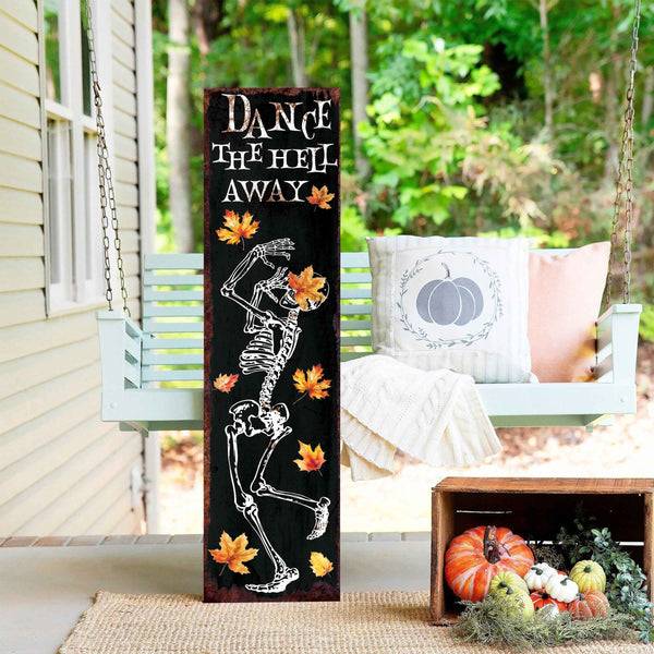 36" Black White And Orange Halloween Ghost Solid Wood Porch Sign