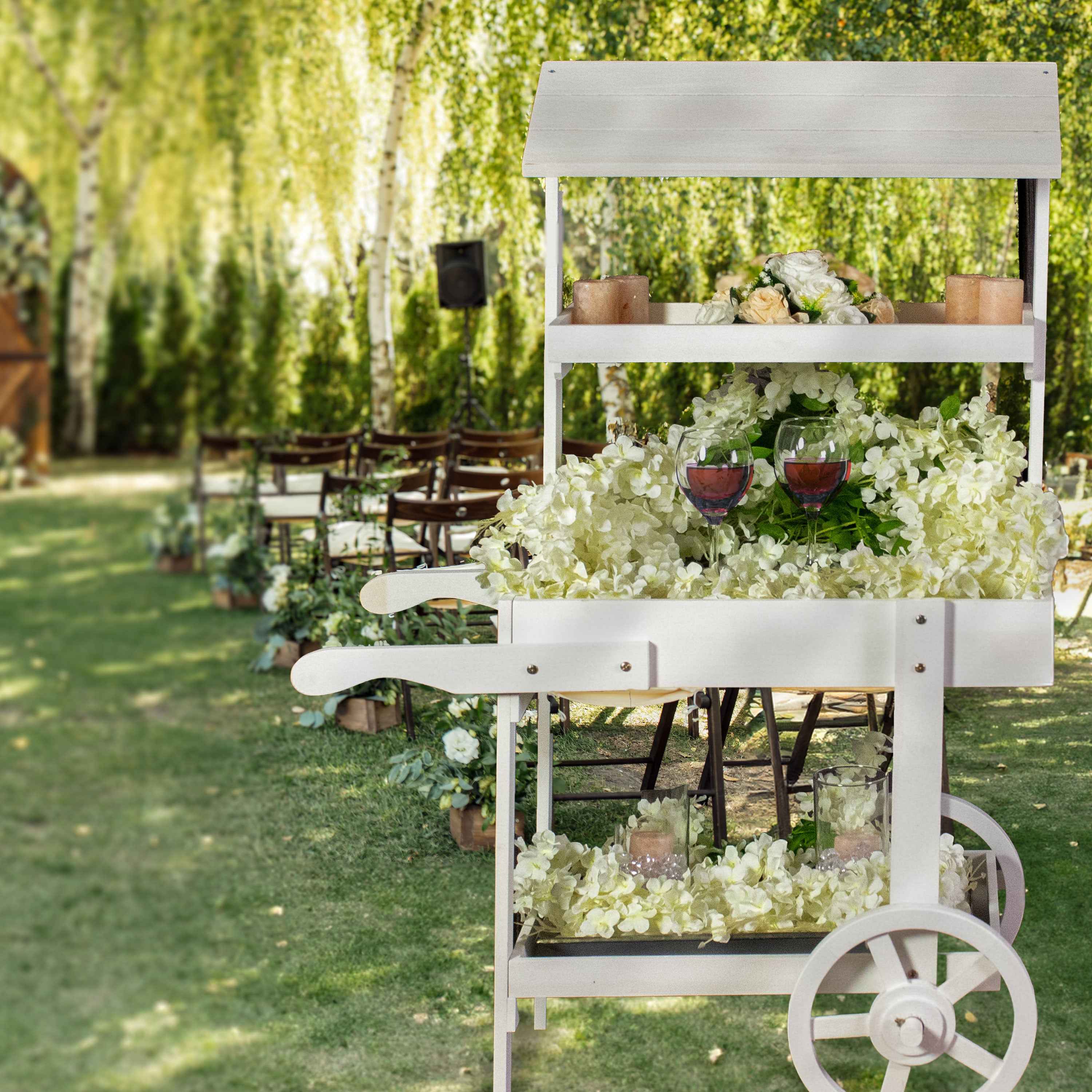 49" White Solid Wood Garden Art