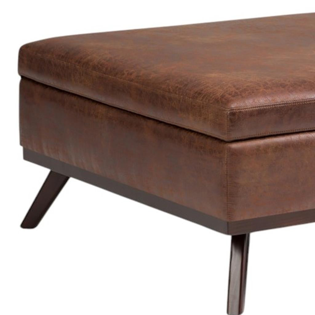 36" Brown Leather Cocktail Ottoman With Storage Default Title