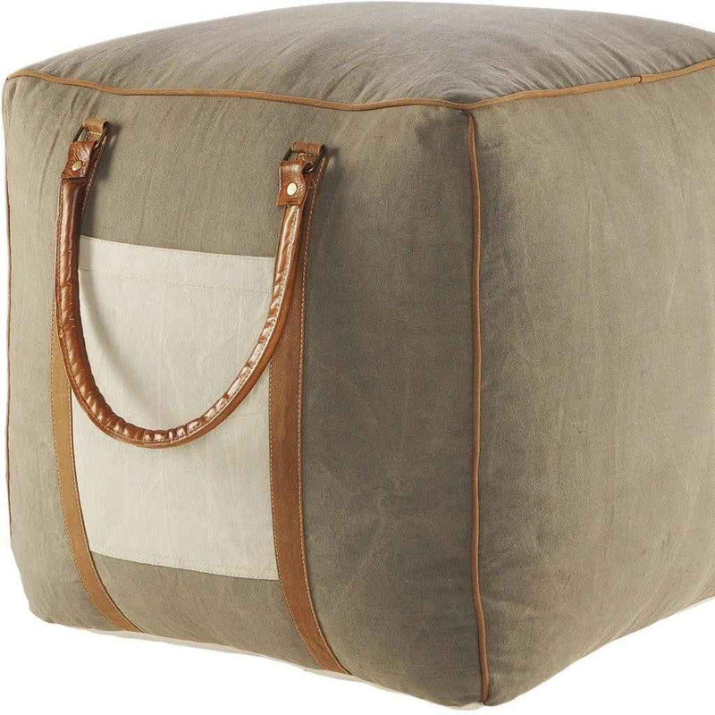 20" Gray Cotton Blend Ottoman